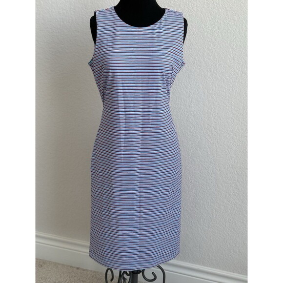 J. McLaughlin Women’s Sofia Red Blue Stripe Dress Sz S Athleisure Casual Travel - Picture 1 of 7